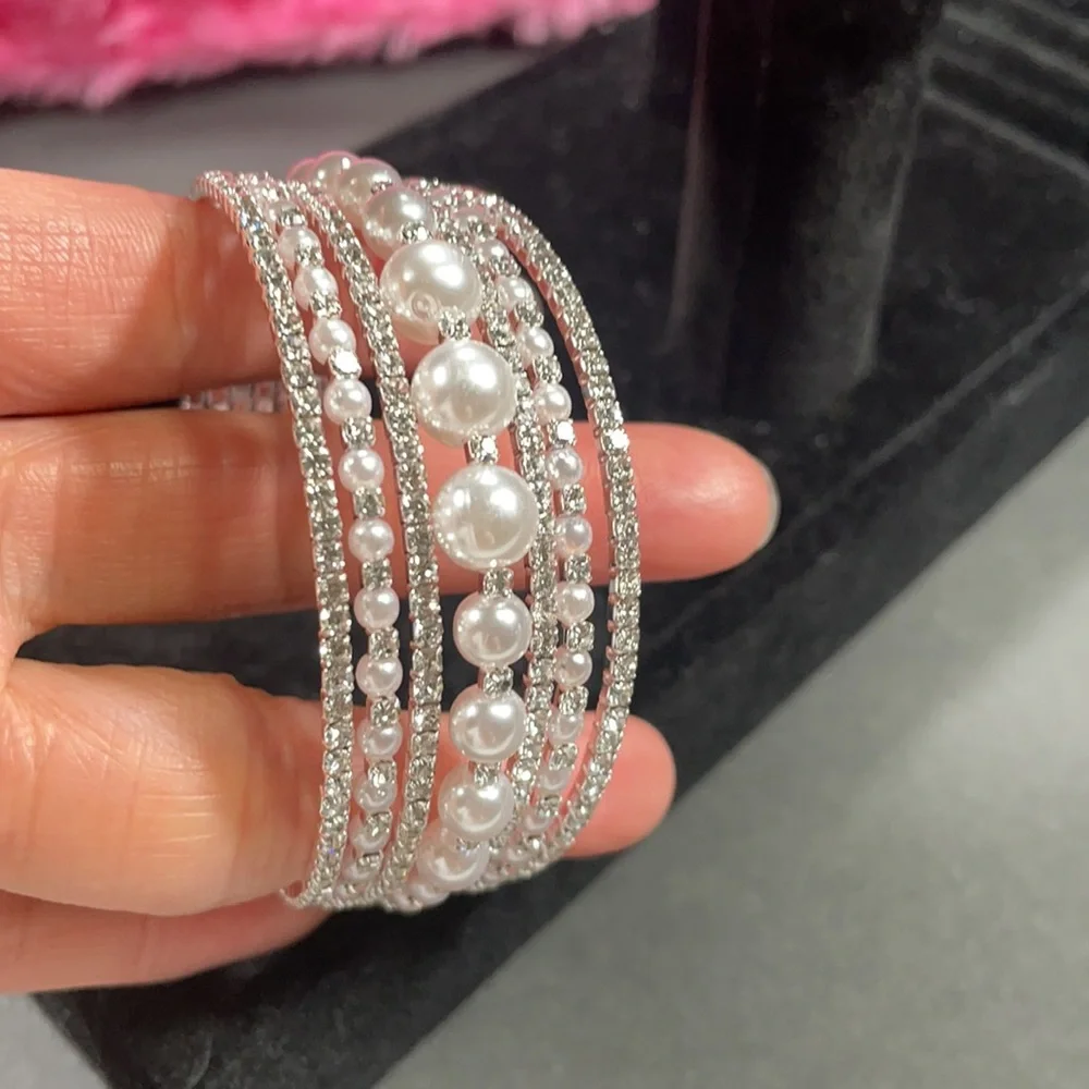 Pearl And Crystal Multi Bangle - Picture 5 of 5